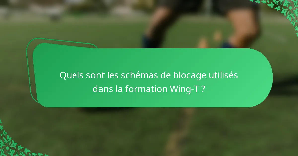 Quels sont les schémas de blocage utilisés dans la formation Wing-T ?